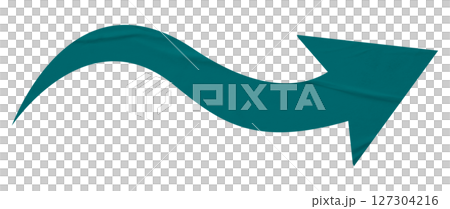 Green crumpled paper arrow isolated on transparent background 127304216