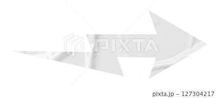 White crumpled paper arrow isolated on transparent background 127304217