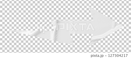 White crumpled paper arrow isolated on transparent background 127304217