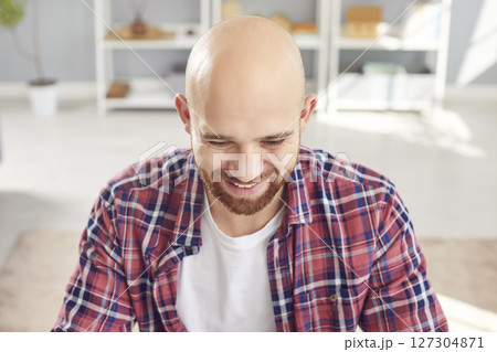 Portrait Of Smiling Bald Bearded Man Portrait Of Smiling Bald Bearded Man 127304871