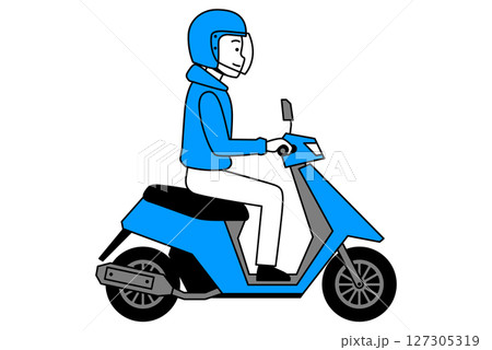 原付バイクを運転する若い男性 原付バイクを運転する若い男性 127305319