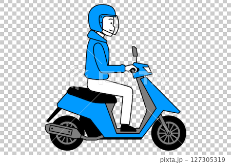 原付バイクを運転する若い男性 原付バイクを運転する若い男性 127305319