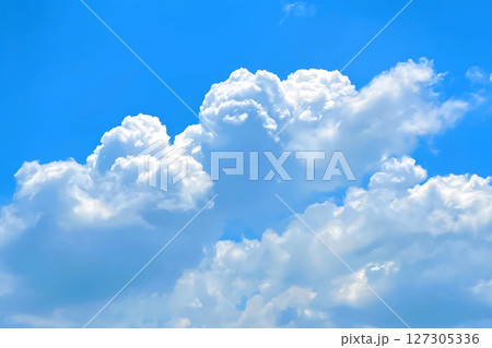 Vivid Cumulus Cloudscape Against a Brilliant Blue Sky. 127305336