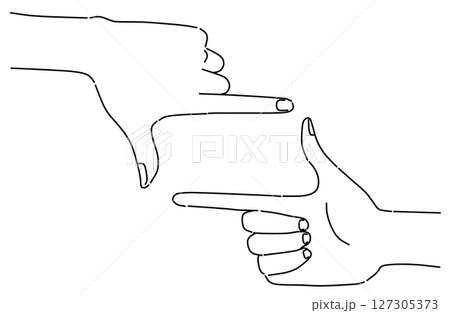 両手でフレームを作るジェスチャーをするシルエットイラスト 両手でフレームを作るジェスチャーをするシルエットイラスト 127305373