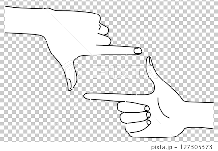 両手でフレームを作るジェスチャーをするシルエットイラスト 両手でフレームを作るジェスチャーをするシルエットイラスト 127305373