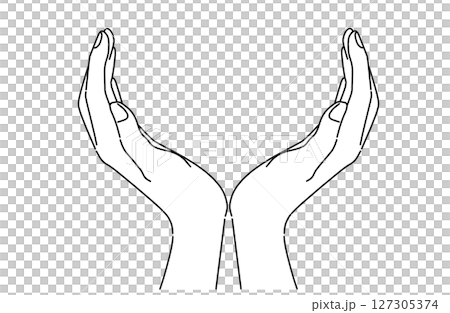 Silhouette illustration of two hands spread out to embrace each other Silhouette illustration of two hands spread out to embrace each other 127305374