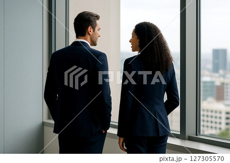協力しながら未来を語る外国人社員たち 127305570
