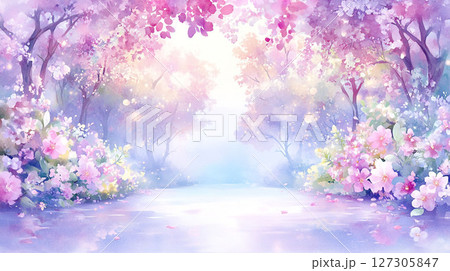 春の花と光が包む幻想の森と水辺 春の花と光が包む幻想の森と水辺 127305847