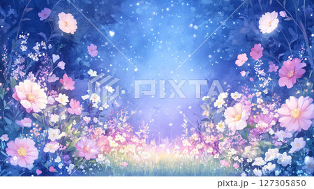 星空に包まれた幻想のお花畑 127305850