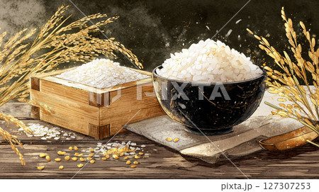 和食膳の俯瞰イラスト 和食膳の俯瞰イラスト 127307253