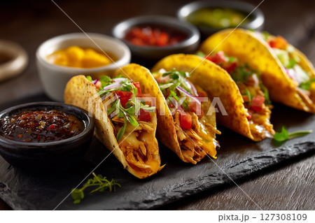 Golden Baked Rolls with Tomato Salsa 127308109