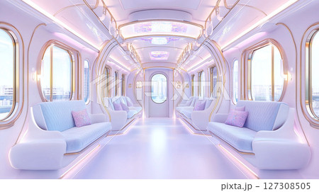 ファンタジー空間の豪華な列車内装 127308505