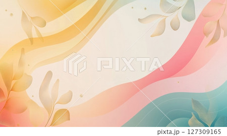 Soft Abstract Background with Flowing Waves and Leaf Elements 127309165