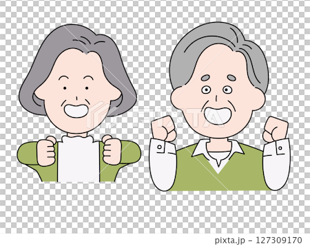とても嬉しそうなシニア夫婦のイラスト とても嬉しそうなシニア夫婦のイラスト 127309170