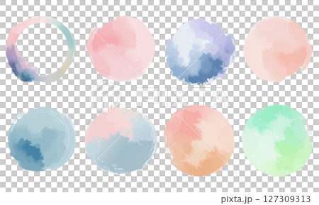水彩漸層圓圈素材集 | 柔和色彩的裝飾插圖 127309313