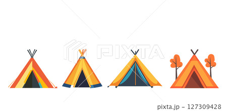 Camping Tents Illustrations of Teepees Conical Tents On Transparent Background 127309428