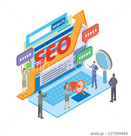 SEOと人々のイラスト SEOと人々のイラスト 127309460