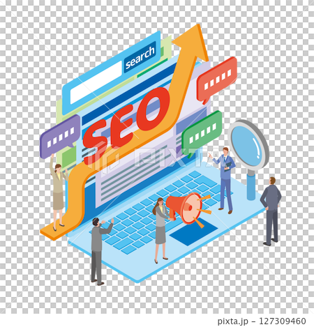 SEOと人々のイラスト SEOと人々のイラスト 127309460