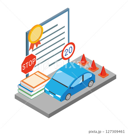 自動車教習所のイメージイラスト 自動車教習所のイメージイラスト 127309461