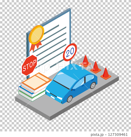 自動車教習所のイメージイラスト 自動車教習所のイメージイラスト 127309461