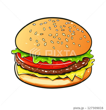 Juicy Cheeseburger A Delicious Illustration Juicy Cheeseburger A Delicious Illustration 127309816