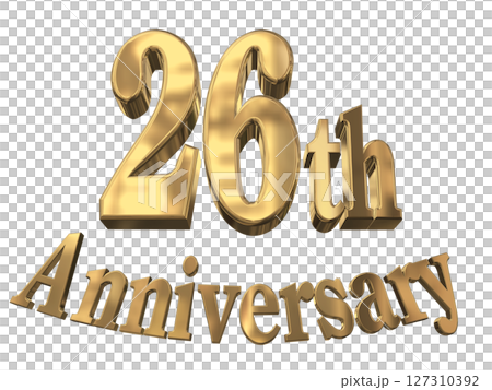 3DCG文字“26週年/26週年紀念馬克·斯帕克” 3DCG文字“26週年/26週年紀念馬克·斯帕克” 127310392