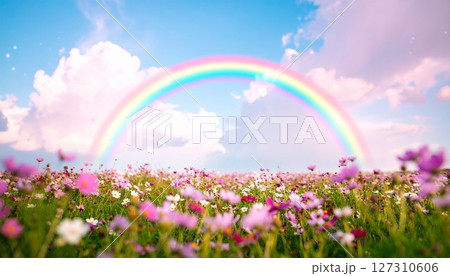 花畑に架かる虹 127310606