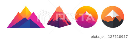 Vibrant Mountain Icons Perfect for Branding Design 127310937