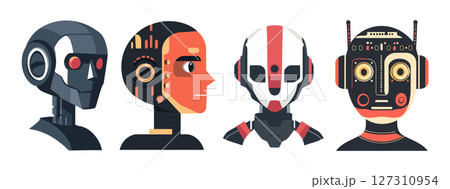 Pixel Art Robot Portraits Futuristic Headshots 127310954