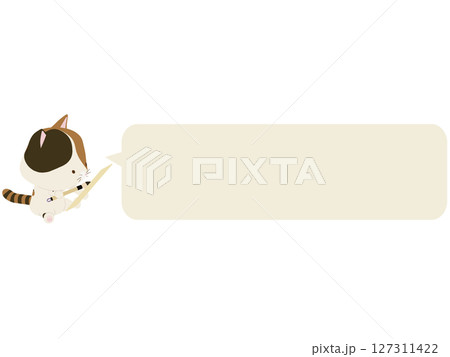 俳句を詠む三毛猫。吹き出し付き 俳句を詠む三毛猫。吹き出し付き 127311422