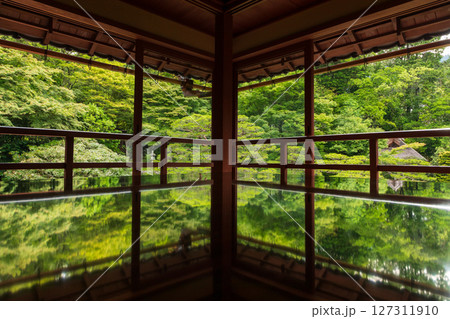 新緑の旧竹林院の日本庭園 新緑の旧竹林院の日本庭園 127311910