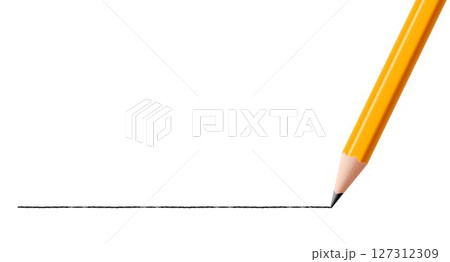 Black pencil drawing a straight line, isolated on white background. stationery pencil mockup. Realistic 3d vector. Black pencil drawing a straight line, isolated on white background. stationery pencil mockup. Realistic 3d vector. 127312309