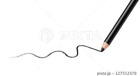 Pencil eyebrow with line stroke. Black eye pencil or eyeliner or magnificent eyebrows. Stroke Line Isolated on White Background. Vector 3d realistic 127312378