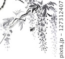 咲いている藤の花とクマバチ 127312407