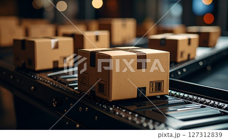 出荷される段ボール 127312839