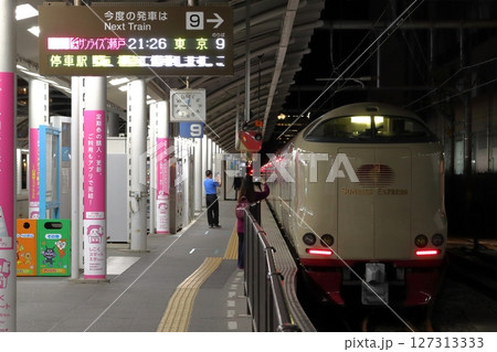 高松駅に停車中の東京行き寝台特急サンライズ瀬戸号 高松駅に停車中の東京行き寝台特急サンライズ瀬戸号 127313333
