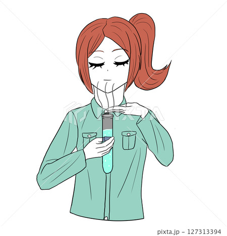 薬品のにおいをかぐ女の子 薬品のにおいをかぐ女の子 127313394