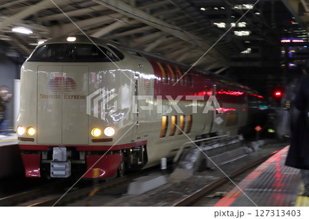 東京駅に到着する寝台特急サンライズ瀬戸・出雲号（回送列車） 127313403