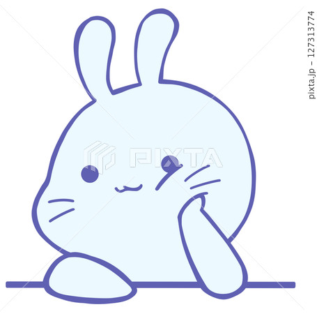 頬杖するうさぎのアイコン(青色) 127313774