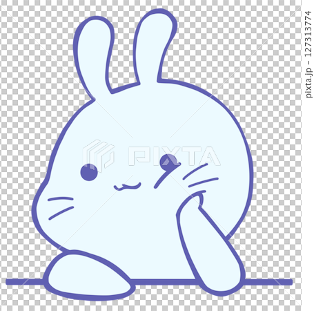 頬杖するうさぎのアイコン(青色) 127313774