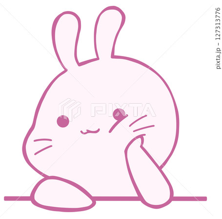 頬杖するうさぎのアイコン(桃色) 127313776
