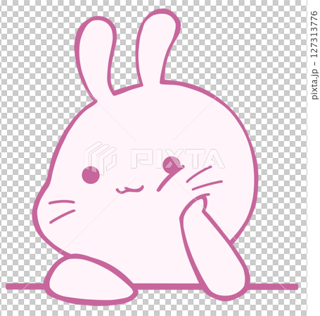 頬杖するうさぎのアイコン(桃色) 127313776