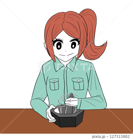 乳鉢ですりつぶす女の子 127313802