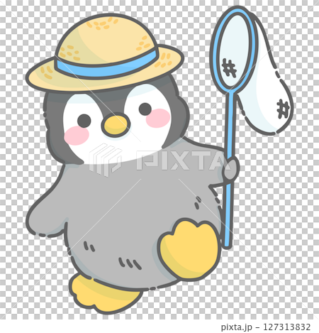 虫取りをするペンギンのイラスト 127313832