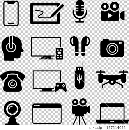 Monochrome gadgets silhouette icon set Monochrome gadgets silhouette icon set 127314053