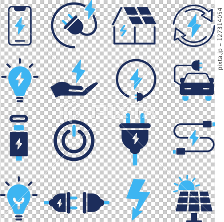 電力相關輪廓圖示設定為兩種顏色藍色 127314054