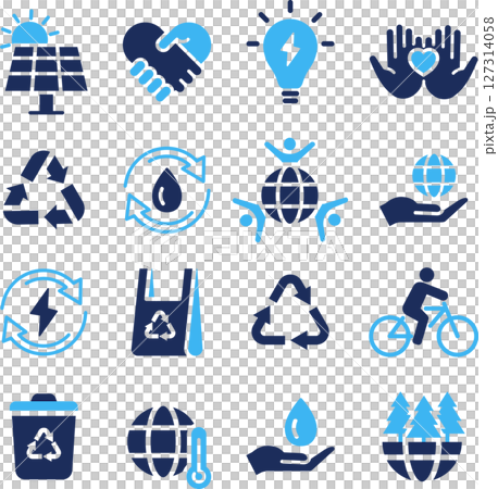 Set of environmental silhouette icons in two colors 127314058