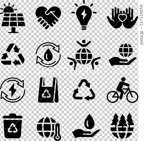 Monochrome environmental silhouette icon set 127314059