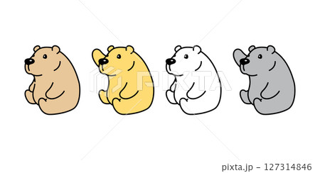 Bear vector polar bear sitting icon fat teddy cartoon character doodle logo illustration symbol design 127314846