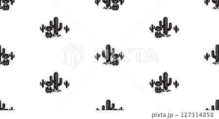 dog seamless pattern cactus desert black puppy pet silhouette vector breed cartoon french bulldog gift wrapping paper repeat wallpaper tile background doodle illustration isolated design 127314858